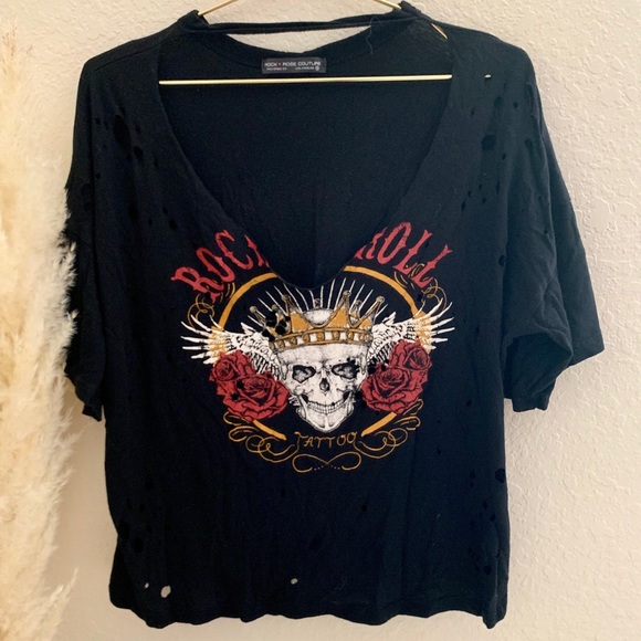 ROSE SKULL TEE - Picture 2 of 6